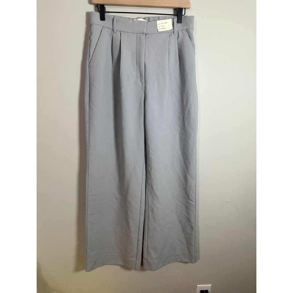 Abercrombie & Fitch Ultra High Rise Wide Leg Sloan Trousers Grey 31 12S NWT